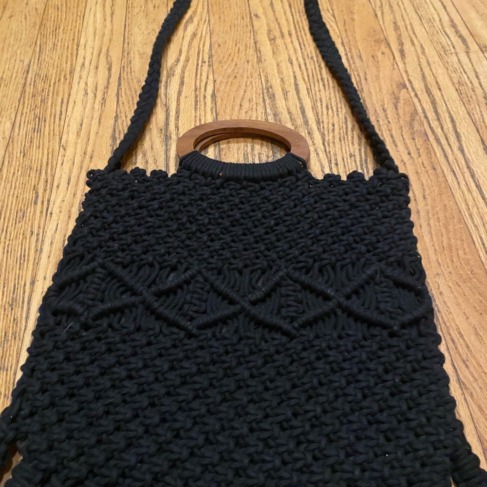 Danielle Nicole Black Macrame Handbag - image 8